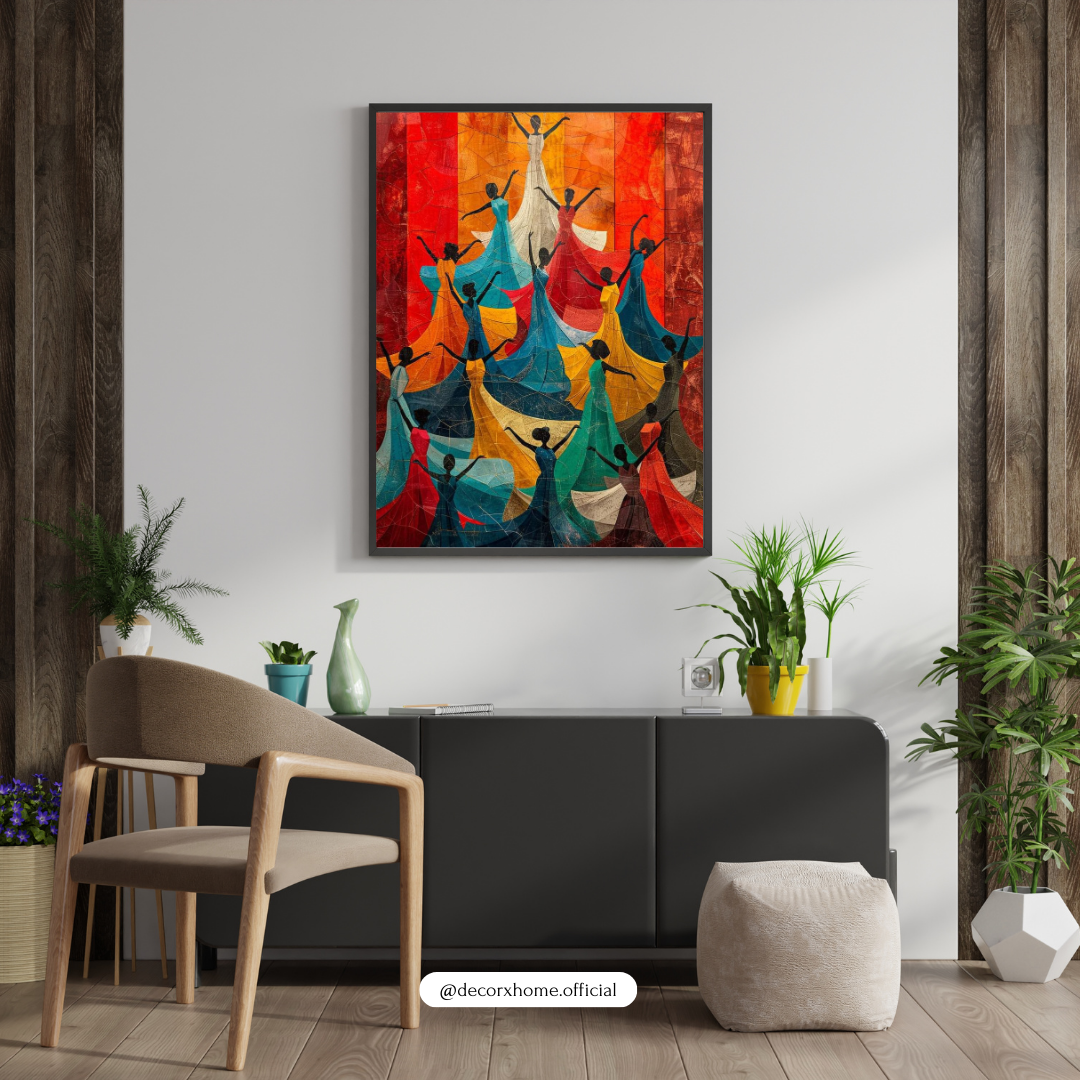 Colorful Dancers Abstract Poster – Vibrant Movement Art Wall Decor