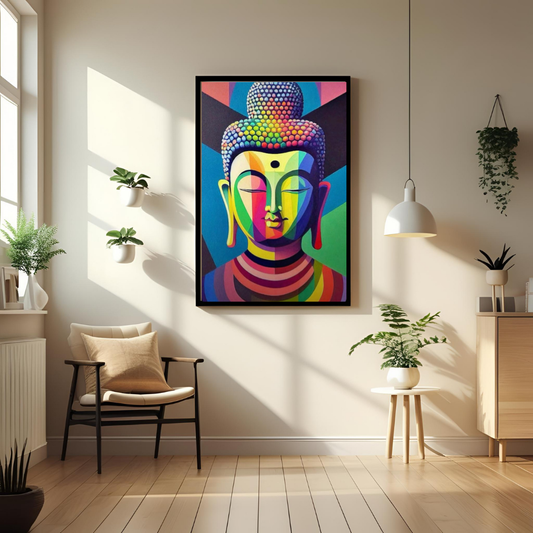 Radiant Serenity – Colorful Buddha Spiritual Wall Poster 🕉️✨