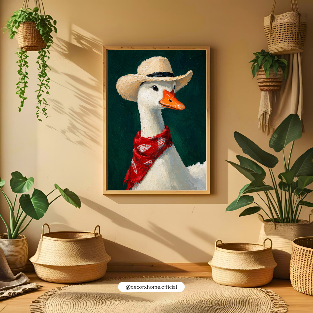 Cowboy Goose Wall Poster | Whimsical Animal Art by DecorxHome