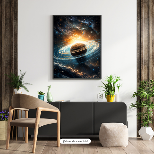 Cosmic Ringed Planet Space Wall Art Poster | Galaxy & Saturn Inspired Celestial Print | Decorexhome