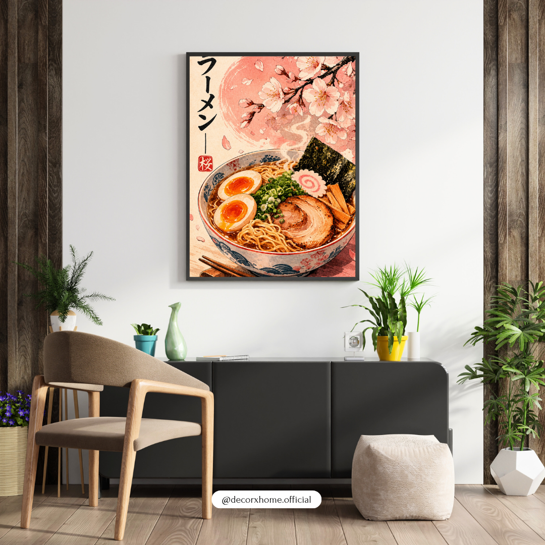 Japanese Ramen & Cherry Blossom Aesthetic Wall Art