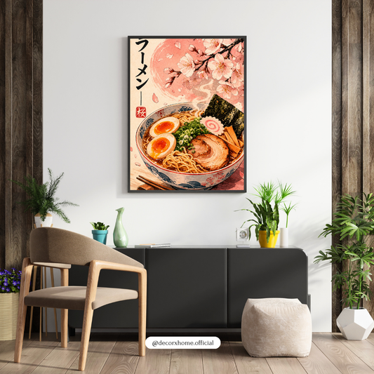 Japanese Ramen & Cherry Blossom Aesthetic Wall Art