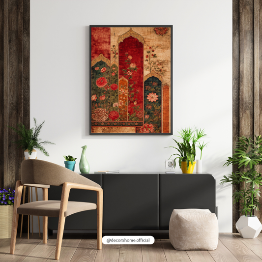 Mughal Floral Arch Wall Art Poster – Vintage Indian Heritage Botanical Design | Decorxhome