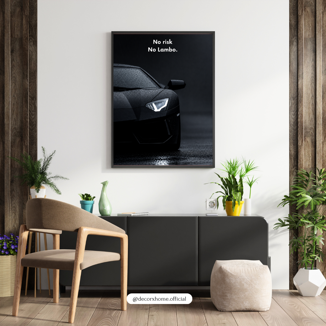 No Risk No Lambo Luxury Car Motivational Poster | Decorexhome