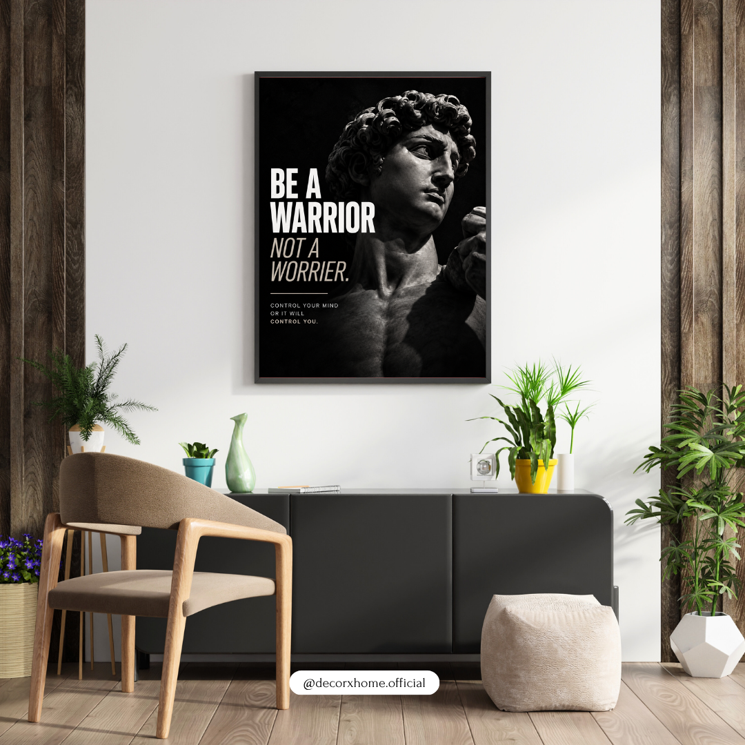 Be a Warrior, Not a Worrier – David Statue Motivational Wall Poster | Decorexhome