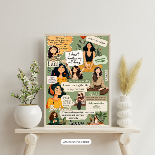 Positive Affirmation Vision Board Poster – Self-Love & Motivation Wall Art