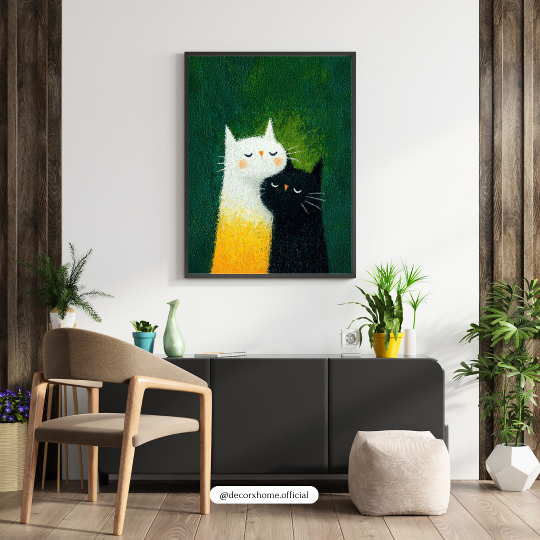 “Together Forever” – Cute Cat Art Wall Poster by Decorxhome