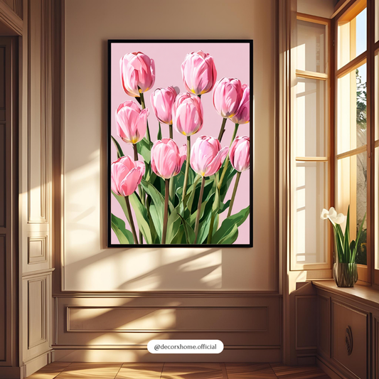 Decorxhome – Blush Pink Tulip Floral Wall Art Poster