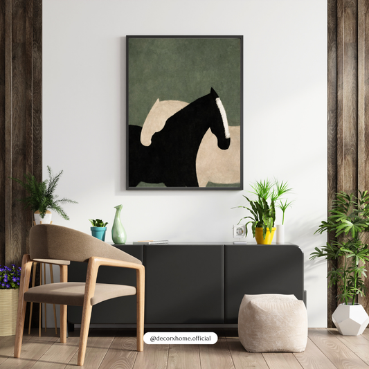 Minimalist Horse Silhouette Wall Art Poster – Modern Abstract Animal Design | Decorxhome