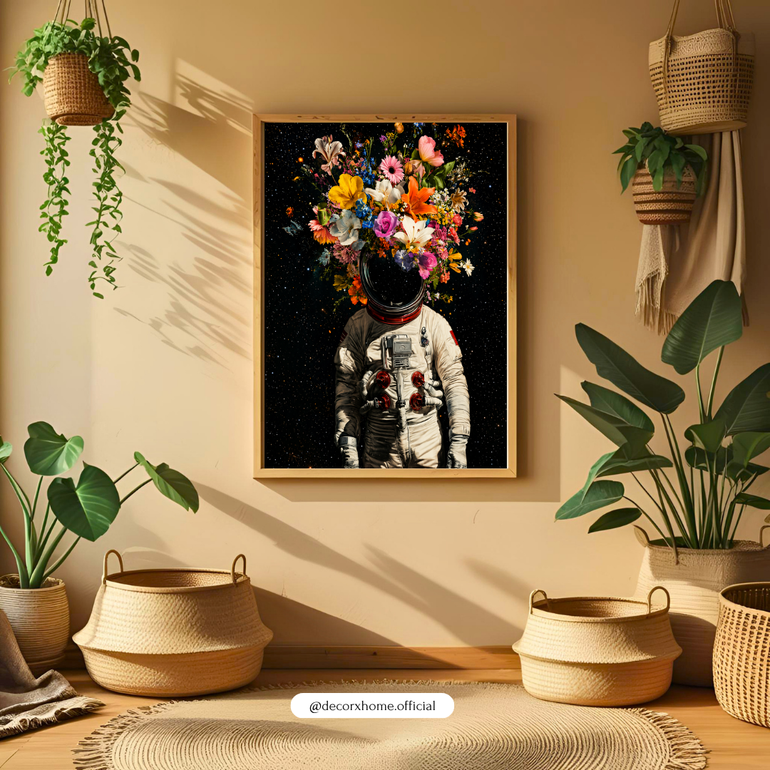 Floral Astronaut Poster | Surreal Space & Botanical Wall Art by DecorxHome