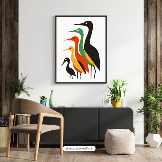 Minimalist Colorful Birds Poster – Modern Scandinavian Bird Wall Art | Decorxhome