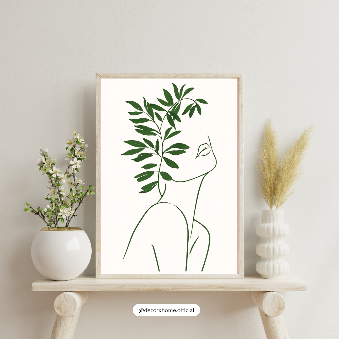 Botanical Silhouette Line Art Poster – Minimalist Nature-Inspired Wall Art
