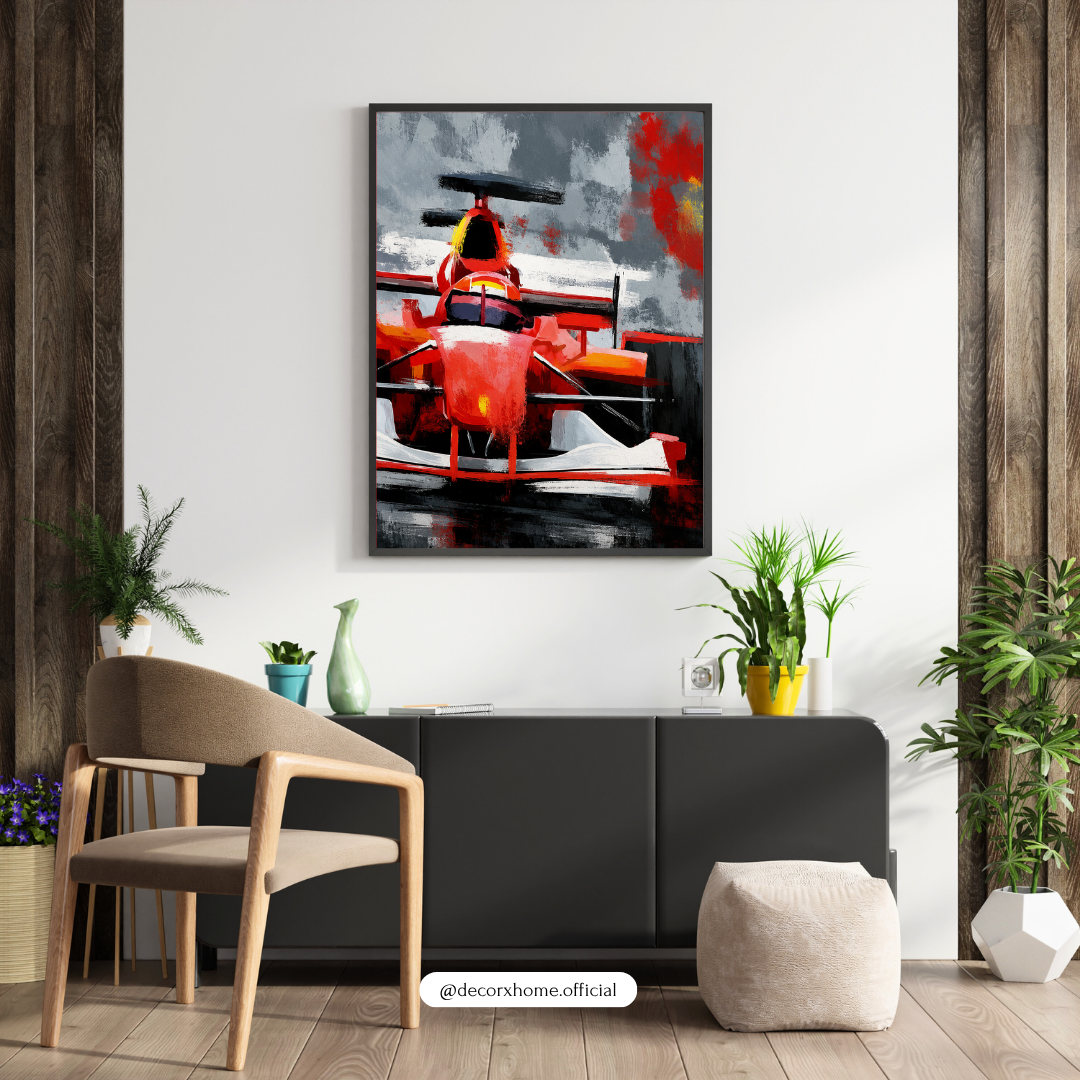 Formula Racing Car Wall Art Poster | Modern Motorsport Canvas Print | Luxury Automotive Artwork | Decorexhome