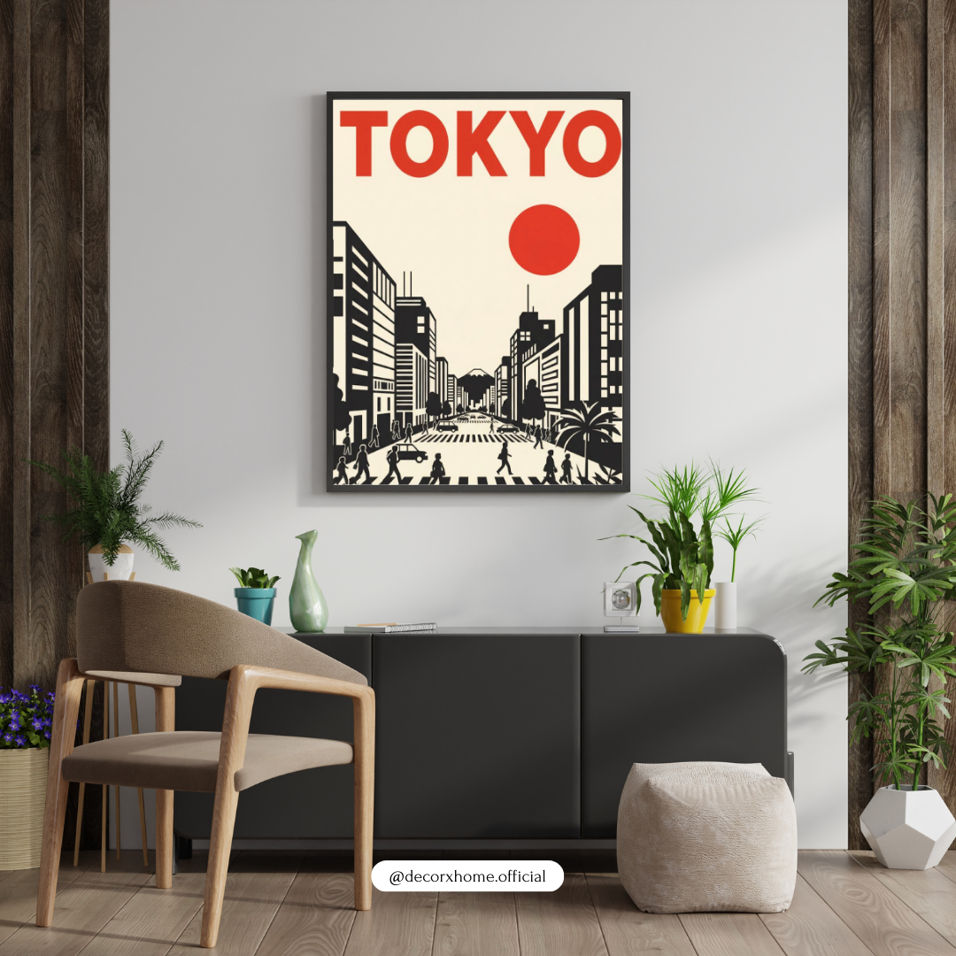 Tokyo Cityscape Minimal Art Poster – Japanese Urban Aesthetic Wall Decor