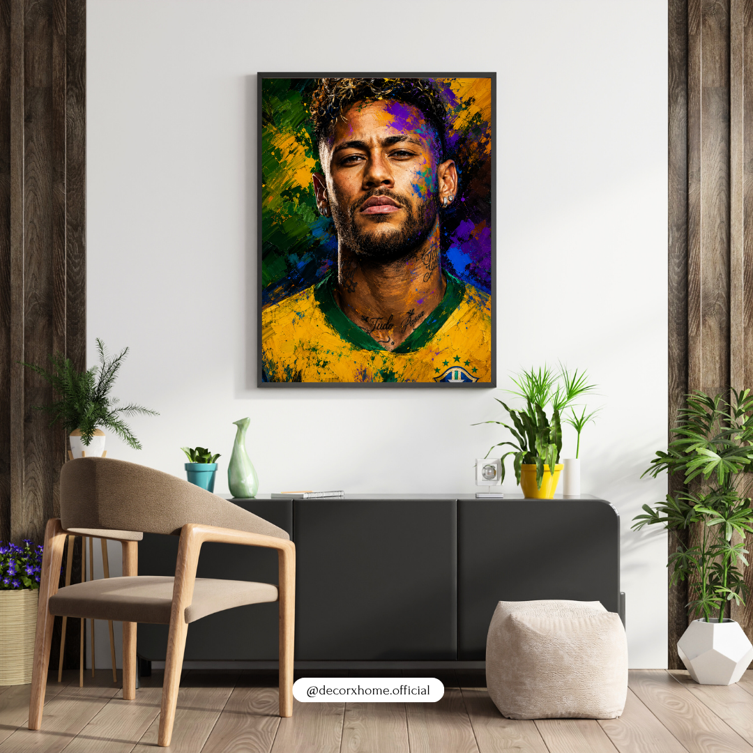 Neymar Jr. Brazil Football Abstract Portrait Wall Art