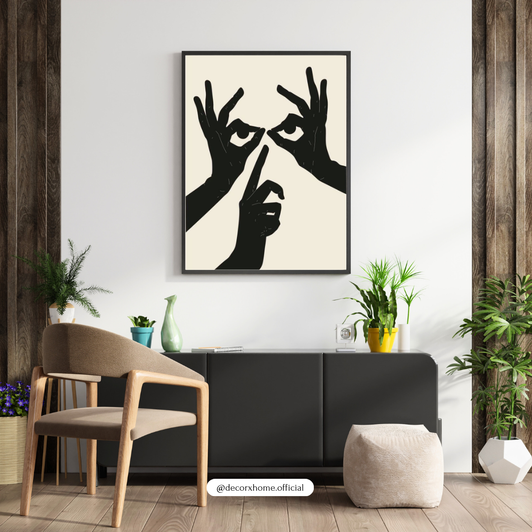 Abstract Hand Silhouette Art – Minimal Black & White Wall Poster by Decorxhome
