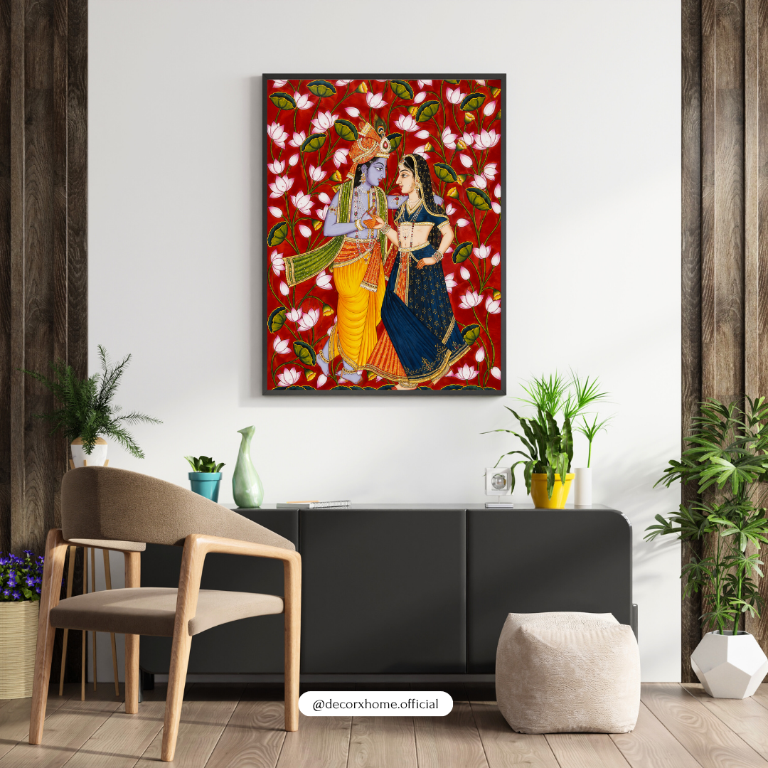 Radha Krishna Traditional Wall Art – Divine Love Indian Artwork