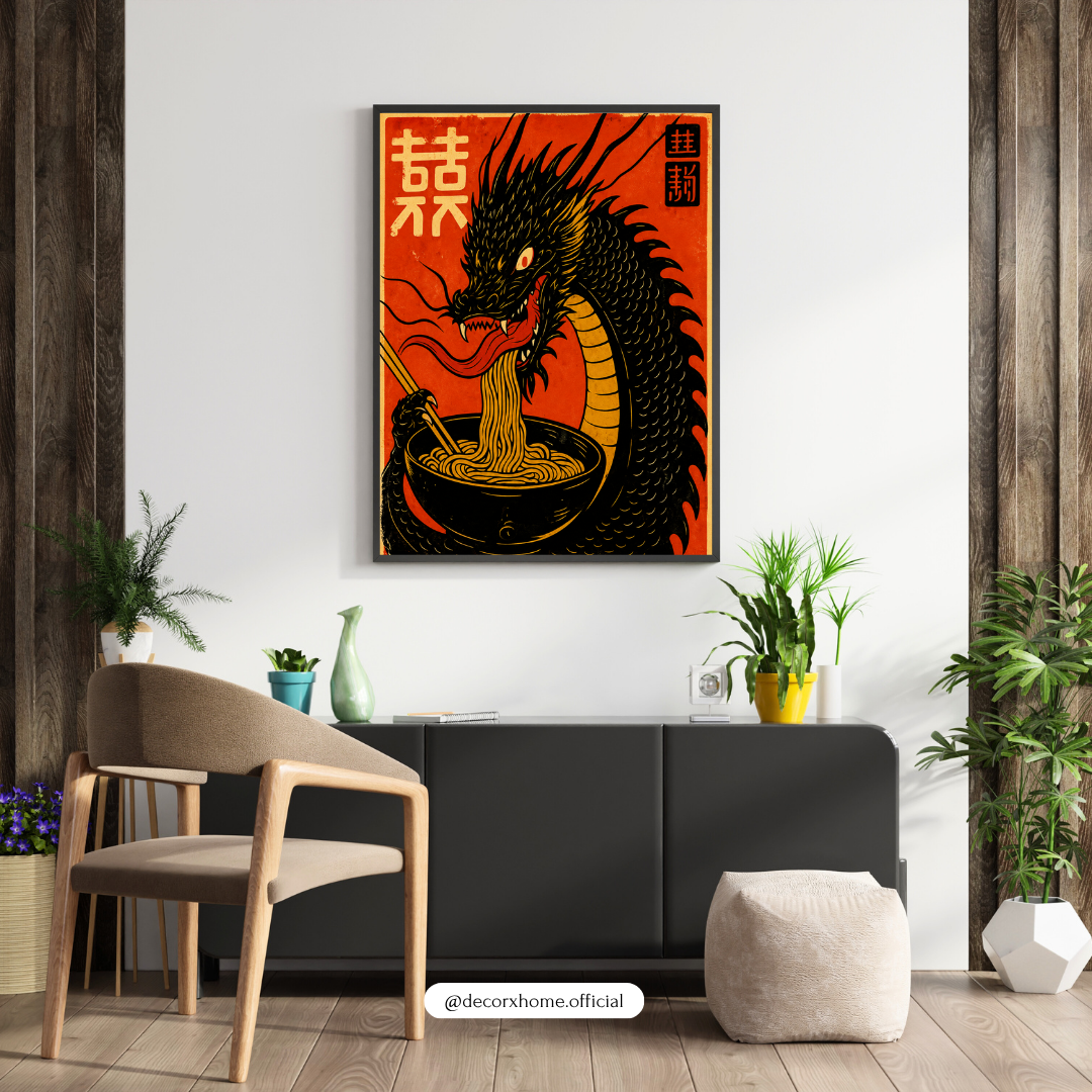 Chinese Dragon & Ramen Wall Art – Japanese Asian Inspired Poster