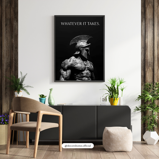 “Whatever It Takes” Spartan Warrior Poster – Motivational Strength Wall Art | Decorxhome
