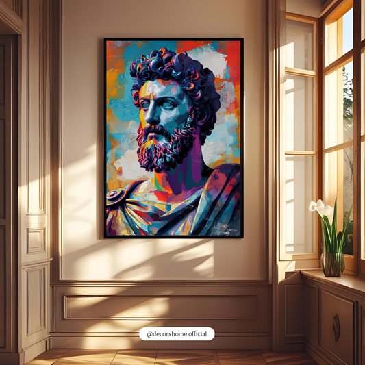 Marcus Aurelius Pop Art Poster – Colorful Stoic Philosophy Wall Art by Decorxhome