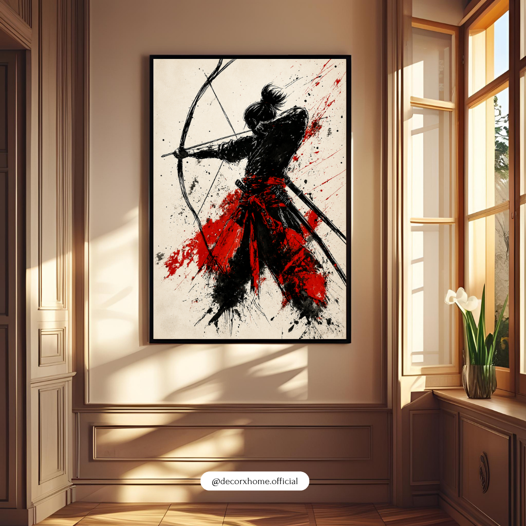 Shadow Archer Samurai Poster – Japanese Warrior Ink Art Wall Decor