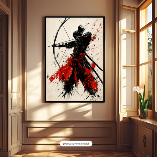 Shadow Archer Samurai Poster – Japanese Warrior Ink Art Wall Decor