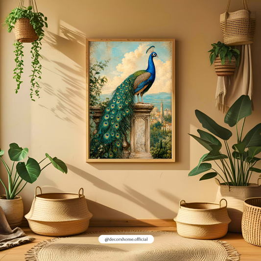 Royal Peacock Vintage Poster | Elegant Bird Nature Wall Art Print by DecorxHome