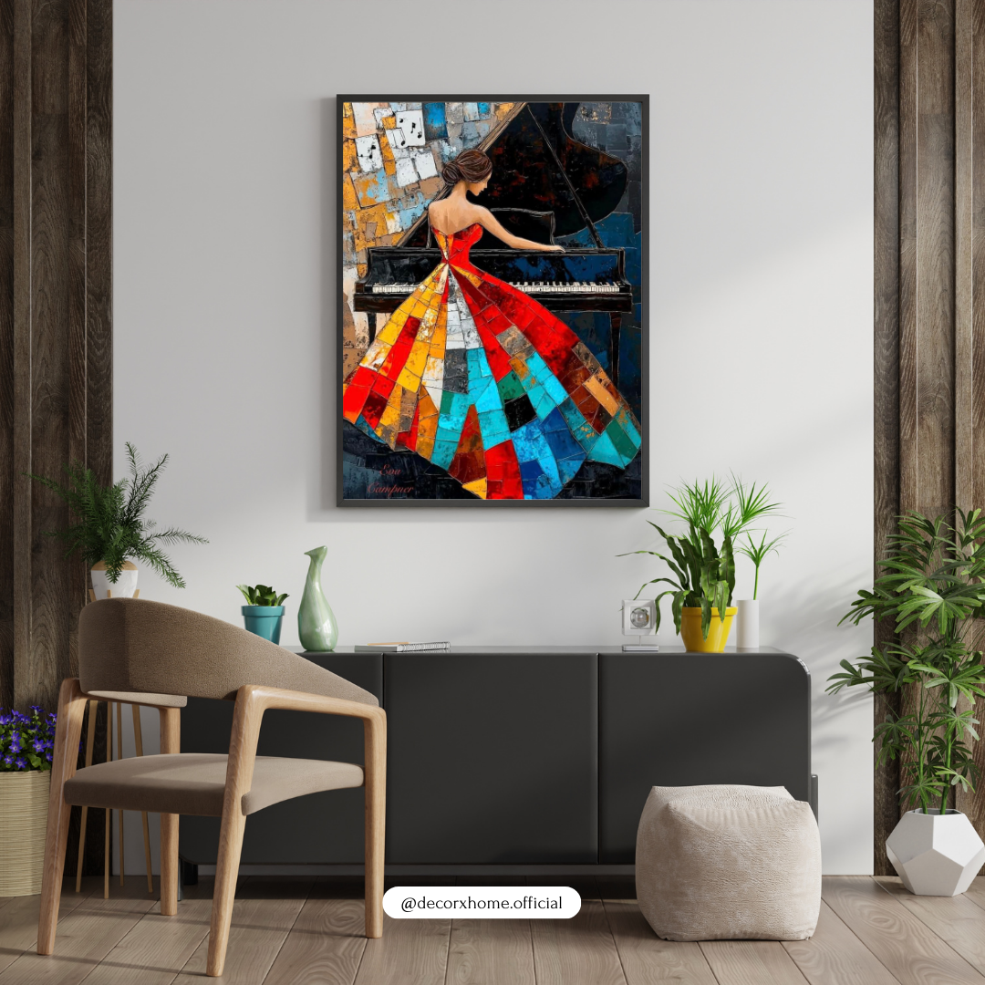 Colorful Pianist Art Poster – Elegant Musical Abstract Wall Decor