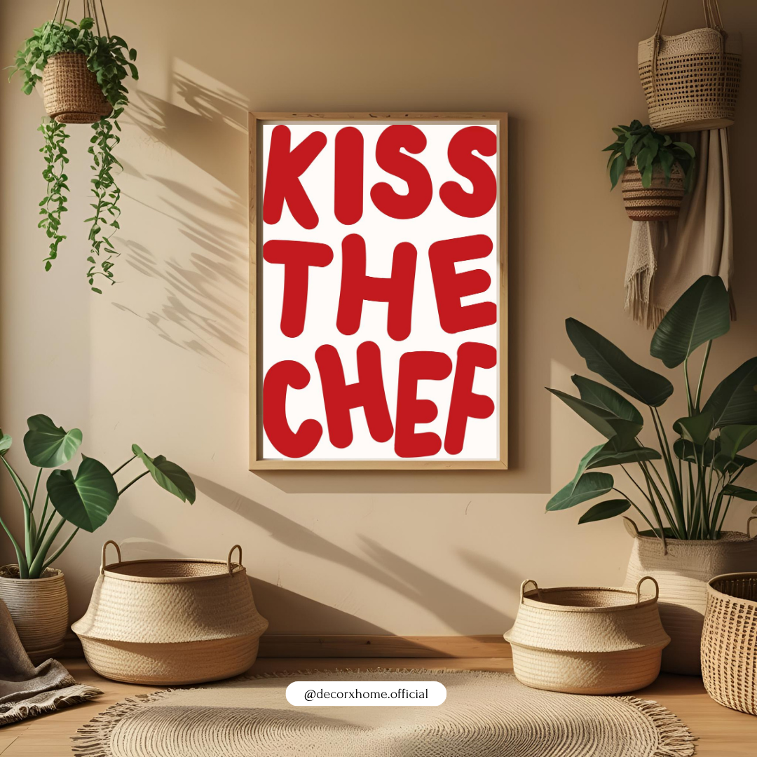 Kiss the Chef – Bold Typography Kitchen Wall Poster