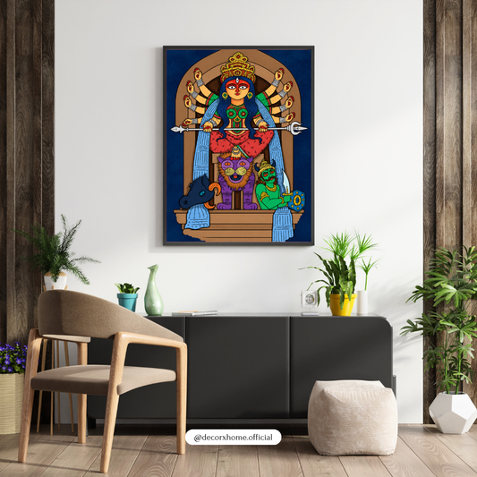 Goddess Durga Traditional Indian Wall Art | Maa Durga Devotional Poster | Hindu Goddess Artwork | Decorxhome