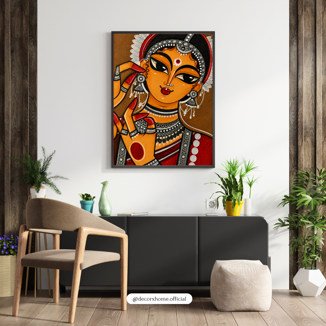 Madhubani Folk Art Woman Poster – Traditional Indian Art Wall Decor | Decorxhome