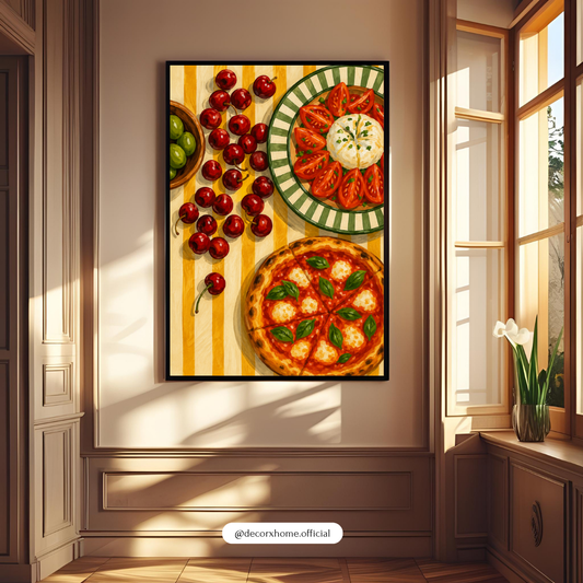 Italian Food Kitchen Poster | Pizza & Tomato Wall Art Print | Modern Culinary Decor | Decorexhome