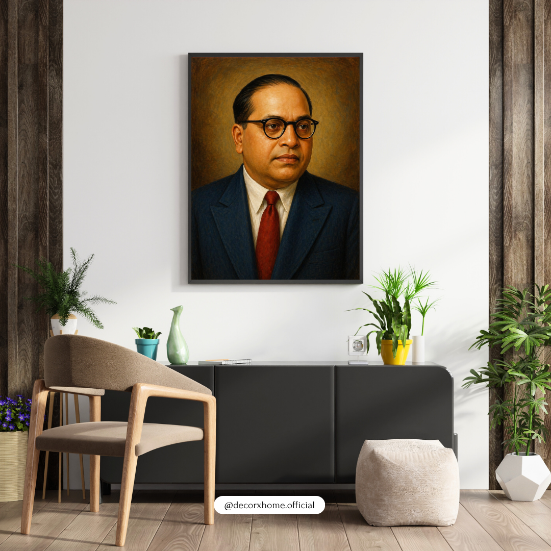Dr. B. R. Ambedkar Portrait Wall Art with Frame – Classic Indian Leader Poster for Home, Office & Study