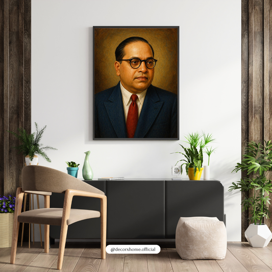 Dr. B. R. Ambedkar Portrait Wall Art with Frame – Classic Indian Leader Poster for Home, Office & Study