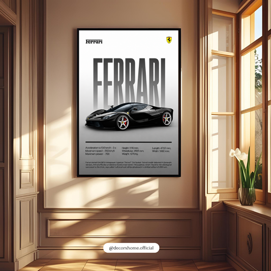 Ferrari Supercar Blueprint Wall Art Poster | Luxury Automotive Performance Decor