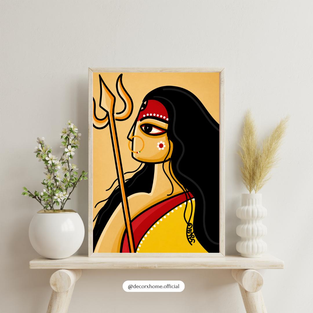 Shakti Devi Folk Art Poster | Traditional Indian Goddess Wall Art by Decorxhome