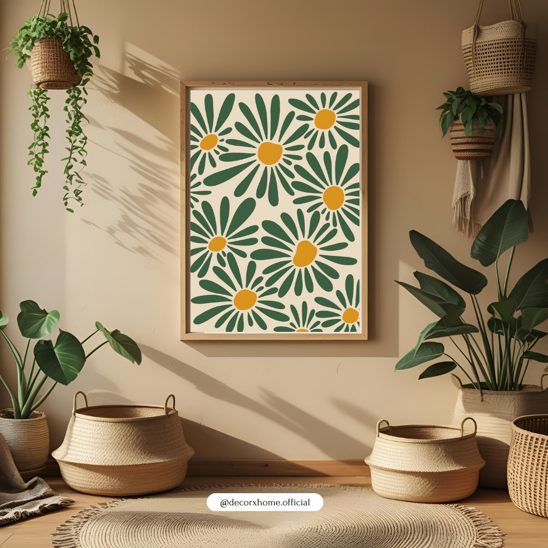 Green Daisy Garden – Modern Floral Wall Poster