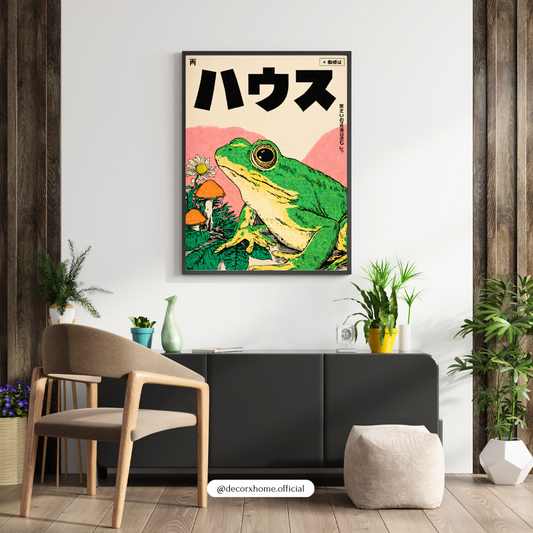 Japanese Frog Vintage Art Poster – Retro Nature Illustration Wall Art | Decorxhome