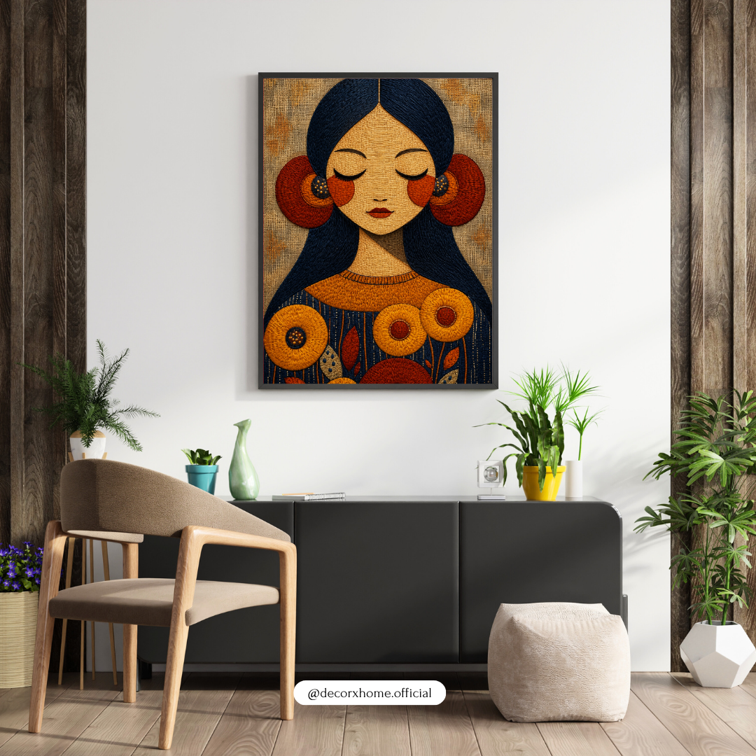 Boho Floral Woman Portrait Wall Art Poster | Modern Abstract Feminine Artwork | Aesthetic Bohemian Print | Decorexhome