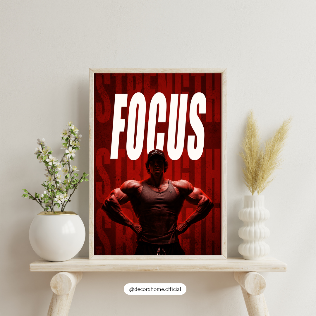 Focus Gym Motivation Poster | Strength & Discipline Wall Art Print | Decorxhome