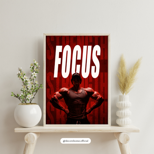 Focus Gym Motivation Poster | Strength & Discipline Wall Art Print | Decorxhome