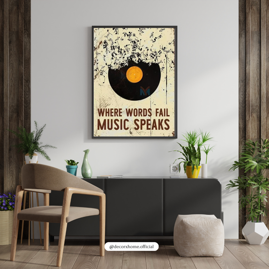 Where Words Fail, Music Speaks – Vintage Vinyl Art Wall Poster