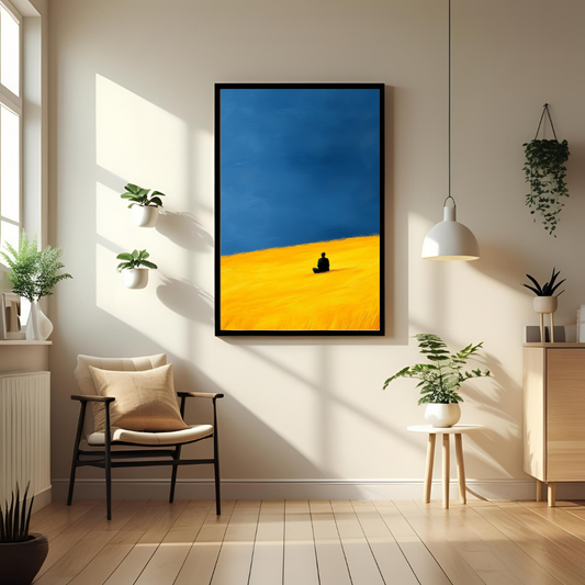 Solitude in Nature – Golden Field Poster 🌾💙