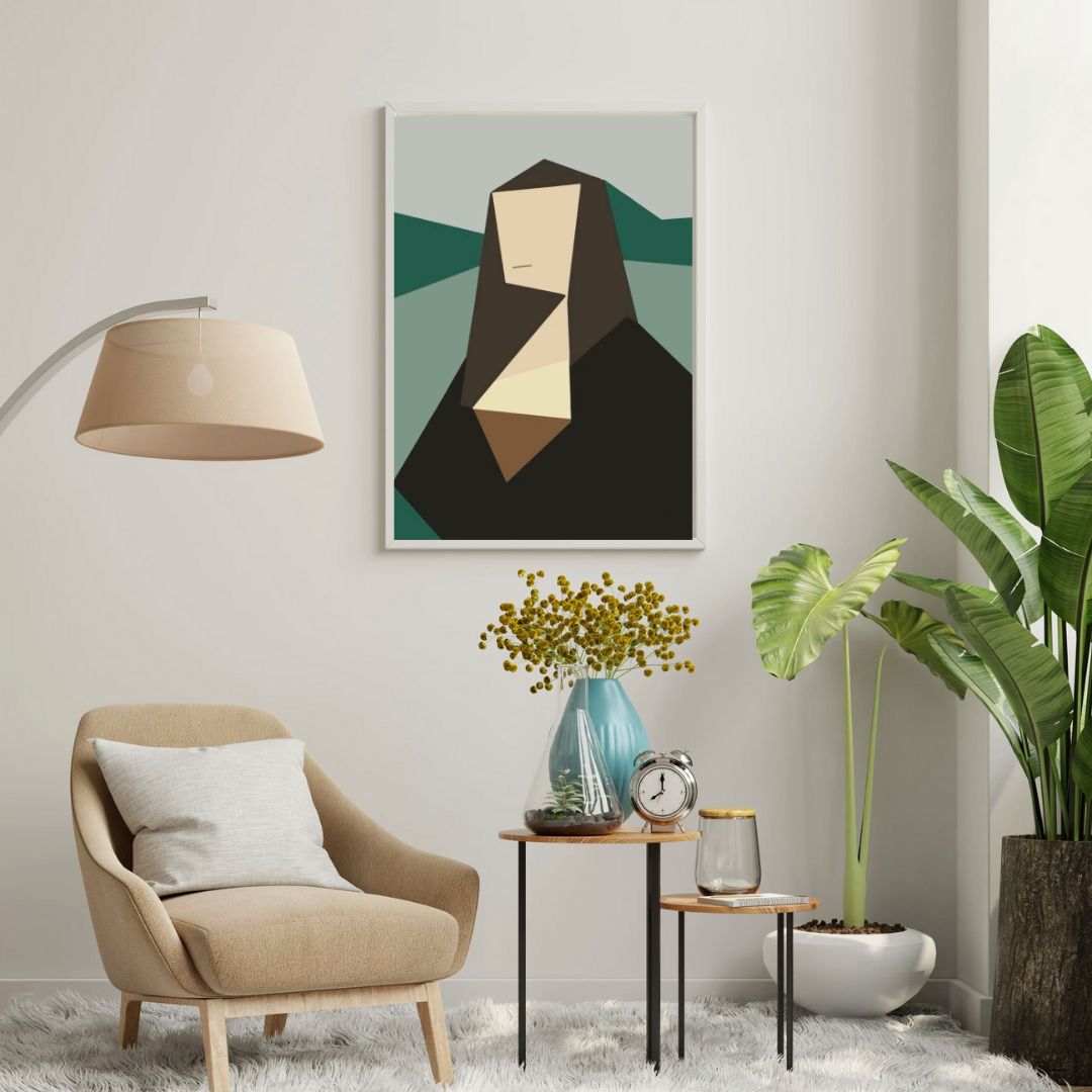 Abstract Mona – Modern Geometric Portrait Framed Poster | Decorxhome