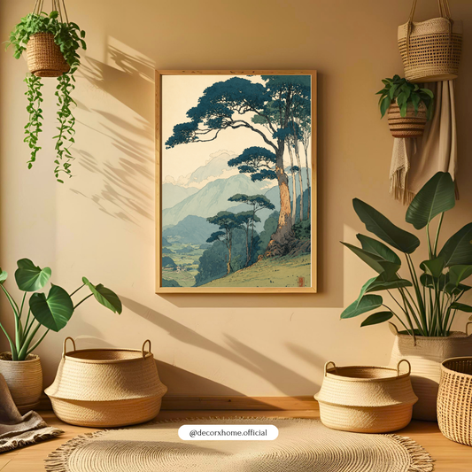 Serene Mountain Landscape Vintage Poster | Japanese Nature Wall Art by DecorxHome