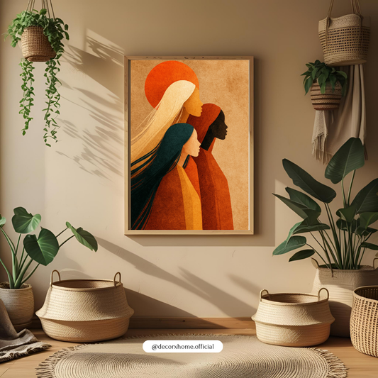 Sisterhood Abstract Art Poster – Women Empowerment Minimal Wall Decor