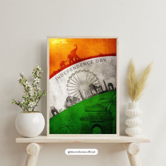 Indian Independence Day Poster | Tricolor Heritage & Freedom Wall Art