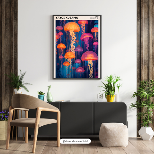 Yayoi Kusama Inspired Jellyfish Poster – Vibrant Tokyo Art Wall Print | Decorxhome