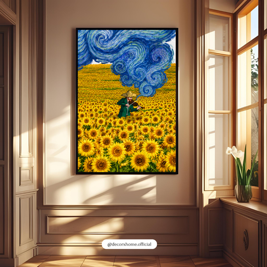 Decorexhome Sunflower Symphony Wall Art Poster | Artistic Violin in Bloom Canvas Print | Impressionist Nature Home Decor