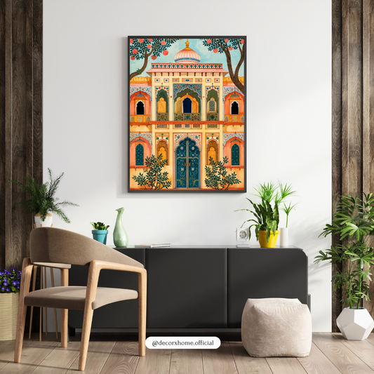Royal Palace Facade – Vintage Indian Architecture Wall Art Poster | DecorxHome
